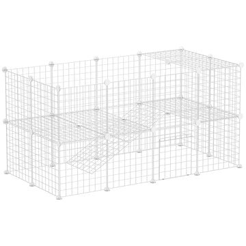 DIY 36 Panel Pet Playpen Metal Wire Fence for Chinchilla, Hedgehog, Bunny, Indoor, Outdoor Use, White