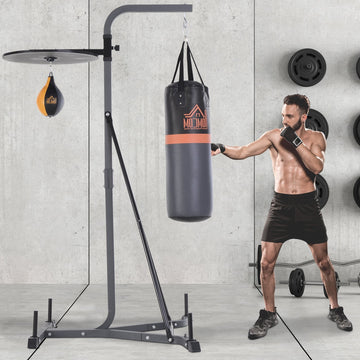 Freestanding Boxing Punch Bag & Speed ball Station, for Home Gym, Grey