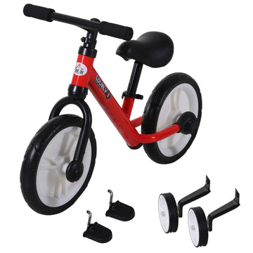 11 Inch Kids Balance Bike Training Pedal Bicycle W/ Removable Stabilizers EVA Tyres Adjustable Seat Height 2 to 5 Years Gift for Boys Girls Red