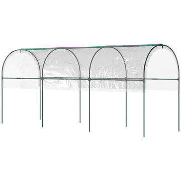 Tunnel Tomato Greenhouse with 4 Hoops and Top Tap, Pointed Bottom and Guy Ropes, 400 x 123 x 171 cm, Clear
