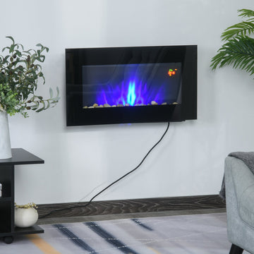 1000W/2000W Electric Wall Fireplace w/ LED Flame Effect Timer Remote Sleek Stylish Safe Home Heating 20-25㎡