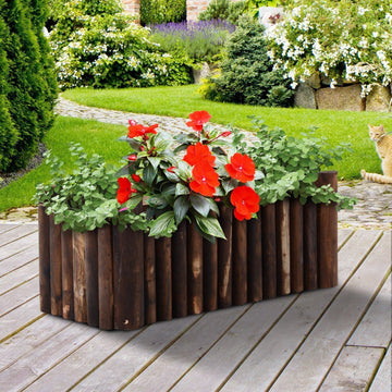 52L Raised Flower Bed Wooden Rectangular Planter Container Box Herb Pot Flower Pot 78L x 35W x 30H (cm)