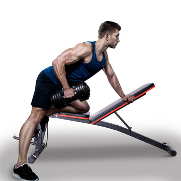 Foldable Weight Bench, Adjustable Strength Training Sit Up Ab Bench, Incline/Decline, Red