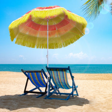 1.6m Garden Hawaii Parasol, Patio Beach Sun Umbrella Sunshade Hawaiian Folding Tilting Crank Parasol (Multicolour)