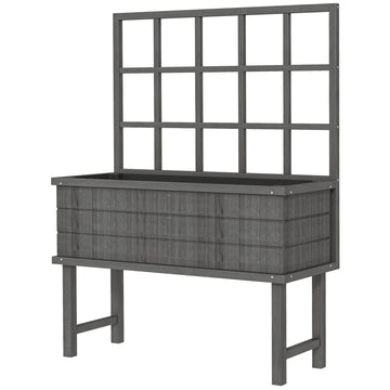 45 x 105cm Wooden Garden Planter, with Trellis - Grey