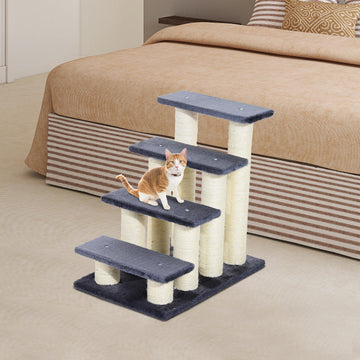 Dog Steps for Bed 4 Step Pet Stairs for Dog Cat ladder Scratch Post Grey
