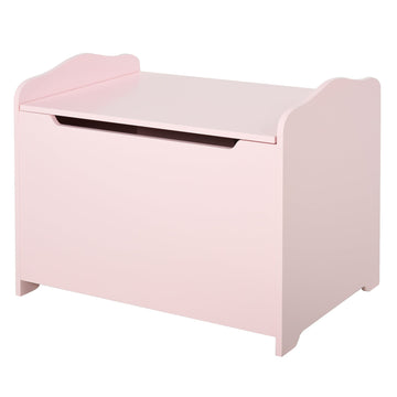 Wooden Kids Toy Box Children Storage Organizer Chest Safety Hinge Playroom Furniture Pink