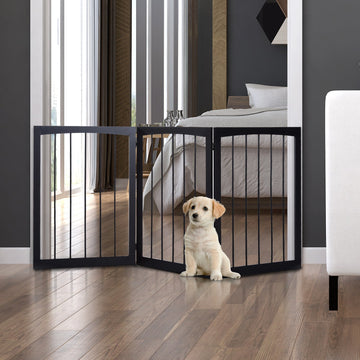 3 Panel Stair Gate Foldable Dog Door Gate Indoor Free Standing Safety Gate Pet Barrier 76cm Height