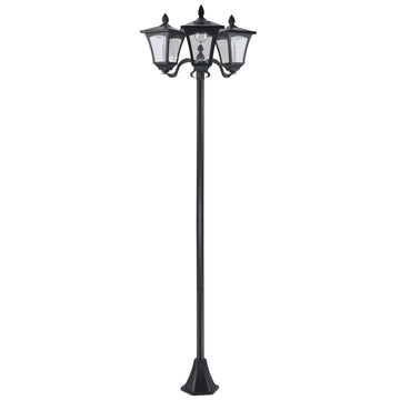 1.8m Traditional Victorian Style 3 Way Head Outdoor Garden Solar Post Lamp Sensor Dimmable LED Lantern Bollard Pathway IP44 – Black