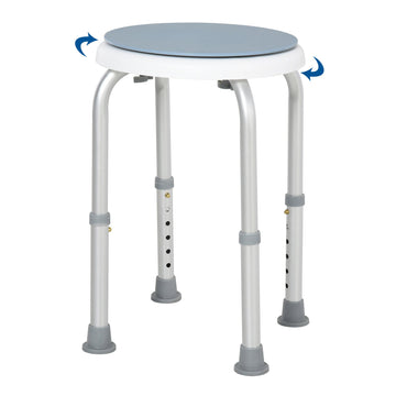 360° Swivel Shower Chair, Height Adjustable Aluminium Shower Stool with Non-Slip Feet for Disabled, Elderly, Blue