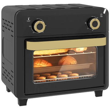 10L Air Fryer Oven, Mini Oven, Oil Free Cooking, Grill, Roast, Bake, with Adjustable Temperature, Timer, Dishwasher Safe, 1000W, Black