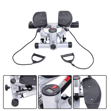 Mini Stepper Step Machine with Resistance Bands and Cushion Mat for Leg Arm Full Body Training Fitness Stair Stepper