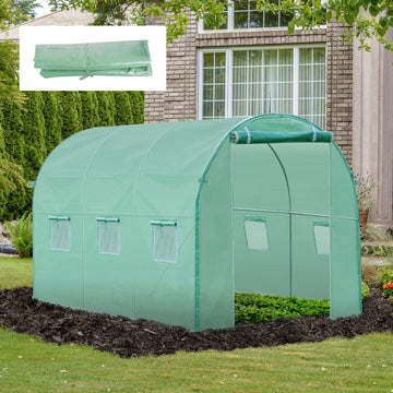 3 x 2 x 2m Greenhouse Replacement Cover ONLY Winter Garden Plant PE Cover for Tunnel Walk-in Greenhouse with Roll-up Windows Door Outdoor, Green