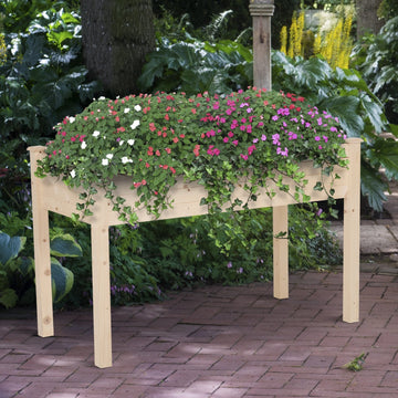 Garden Wooden Planters, Non-Woven Fabric, Rectangular Raised Bed,Fir Wood,Indoor/Outdoor, 122.5Lx56.5Wx76H cm