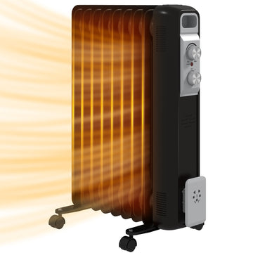 2kW Nine Fin Oil-Filled Radiator - Black