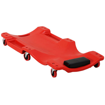 Mechanic Vehicle Creeper, Under-Car Rolling Crawler Board, with Headrest, Wheels, Red