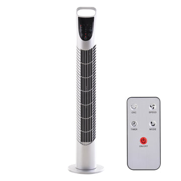 31" Oscillating Tower Fan with Remote Control, 7.5H Timer, 3 Speed 3 Modes, Electric Floor Standing Cooling Fan for Home Bedroom Office, Silver