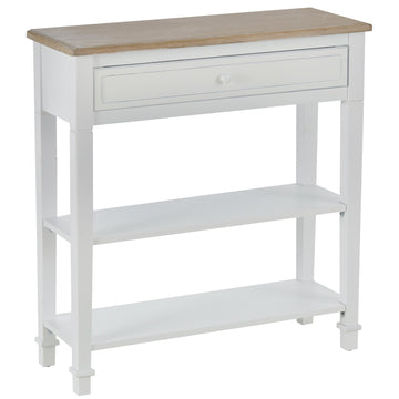 Console Table Hallway Side Desk 1 Drawer 2 Shelves Worktop Handle Retro Elegant Style Home Display Storage for Bedroom Livingroom