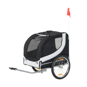 Steel Dog Bike Trailer Pet Cart Carrier for Bicycle Kit Water Resistant with Hitch Coupler Travel White and Black