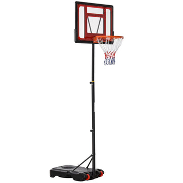 Portable Basketball Hoop Stand 160-210cm Adjustable Height Sturdy Rim Hoop w/ Large Wheels Stable Base & Net Free Standing