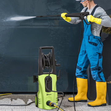 1800W High Pressure Washer, 150 Bar Pressure, 510 L/h Flow, High-Performance Portable Power Jet Wash Cleaner Green