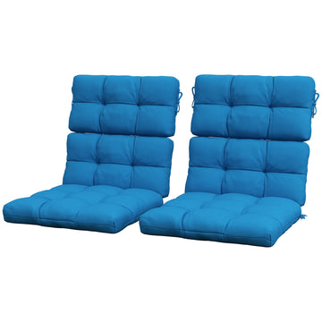 2-Piece Seat Cushion Replacement with Backrest, Garden Patio Chair Cushions Set with Ties, Blue