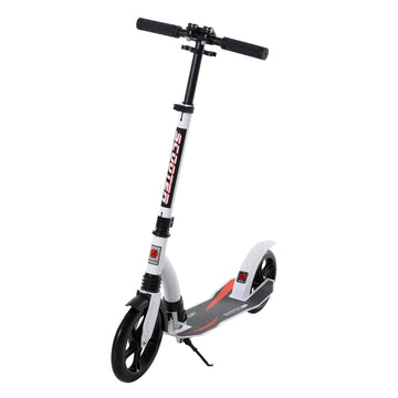 Foldable Kick Scooter with Double Shock Absorption and Big Wheels, Height Adjustable Aluminium Frame Big Wheel Scooter for 14+ Teens Adult - White