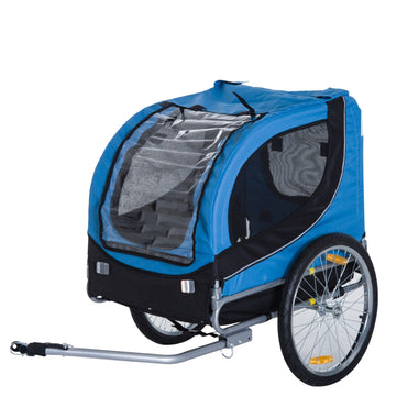 Steel Dog Bike Trailer Pet Cart Carrier for Bicycle Kit Water Resistant with Hitch Coupler Travel Black and Blue