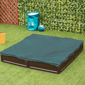Sand Pit Children's Plastic Sandpit w/ Water-Resistant Oxford Cover Bottom Fabric Liner kid Playset for 3-12 years old, Garden, Outdoor - (Brown)