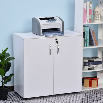 Two-Tier Locking Office Storage Cabinet - White