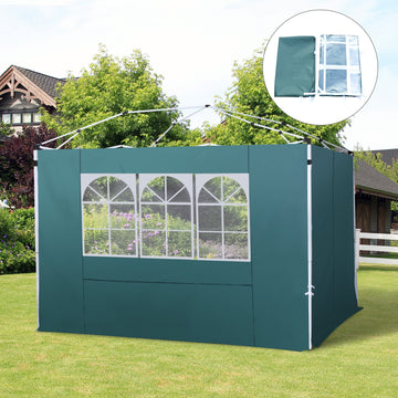 3 Meters Gazebo Replaceable Exchangeable Side Panel Wall Panels Walls With Window, Dark Green