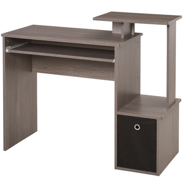 Computer Desk with Sliding Keyboard Tray Storage Drawer Shelf Home Office Workstation Grey