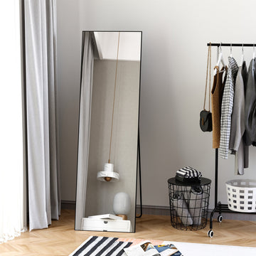 Full Length Dressing Mirror, Floor Standing or Wall Hanging, Aluminium Alloy Framed Full Body Mirror for Bedroom, Living Room, 50 x 161.5cm, Black
