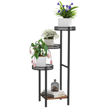 Four-Tier Steel Plant Stand - Black