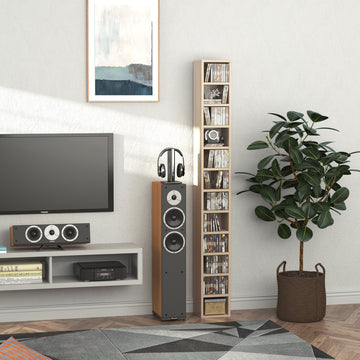 204 CD Tall Narrow Media Storage Tower - Oak Tone