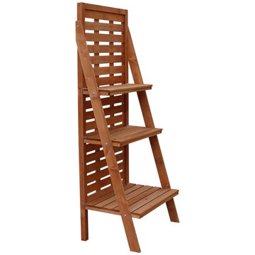 Three-Tier Plant Stand, Wood Ladder Shelf for Flower Pot Display, Outdoor Indoor Organiser