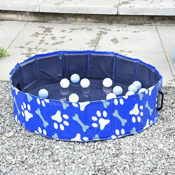 Foldable Dog Paddling Pool Pet Cat Swimming Pool Indoor/Outdoor Collapsible Bathing Tub Shower Tub Puppy Φ80 × 20H cm S Sized