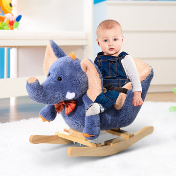 Children Rocking Seat with Sound, Elephant-Blue/Beige