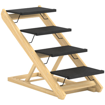 Adjustable Dog Steps Dog Ramp, 4-Step Non-slip Pet Stairs for Large Sized Dogs, Foldable Dog Stairs for Bed Sofa
