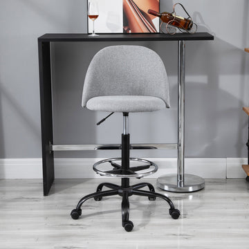 Ergonomic Drafting chair Adjustable Height w/ 5 Wheels Padded Seat Footrest 360° Swivel Freely Comfortable Versatile Use For Home Office - Grey