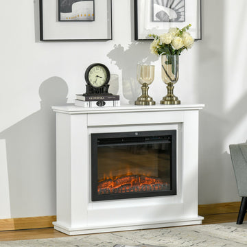 Electric Fireplace Suite with Remote Control, 1kW/2kW Freestanding Fireplace Heater with LED Flame Effect, Overheat Protection, 7-day Programmable Timer