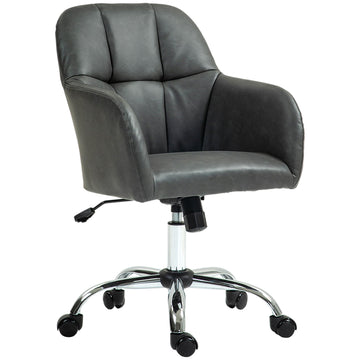 Faux Leather Tub Office Chair, with Wheels - Grey