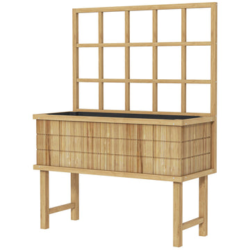 45 x 105cm Wooden Garden Planter, with Trellis - Natural