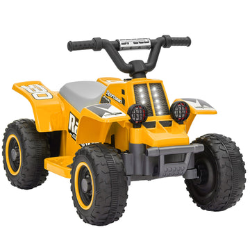 6V Electric Quad Bike for Kids, Ride On ATV w/ Forward Backward, Headlights, for 18-36 Months, Yellow
