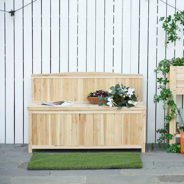 Wood Storage Bench for Patio Furniture, Outdoor Garden Seating Tools