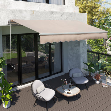 4x2.5m Manual Awning Window Door Sun Weather Shade w/ Handle Beige
