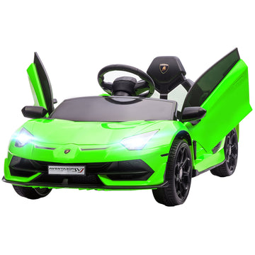 Lamborghini Licensed 12V kids Electric Car w/ Butterfly Doors, Remote, Music, Horn, Suspension - Green