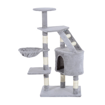 Cat Tree for Indoor Cats Kitten Scratching Post Scratch Scratcher Climb Activity Center Play House Pet Furniture 125cm (Grey)