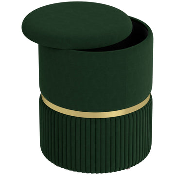 Velvet-Feel Storage Ottoman - Green