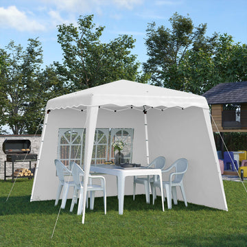 2.4 x 2.4m Two Wall Pop Up Gazebo - White
